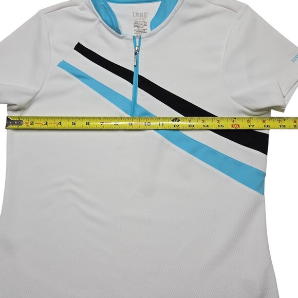 Izod Performance Golf Shirt Womens Medium White Short Sleeve Athletic Stretch - Picture 2 of 12
